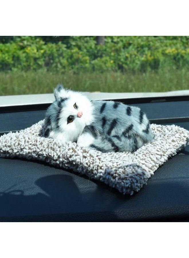 سكوبا لعبة قطط واقعية من القطيفة مع صوت مواء للأطفال، حيوان محشو فائق النعومة على لوحة قيادة السيارة باللون الرمادي، قطعة ديكور منزلية - Image 3