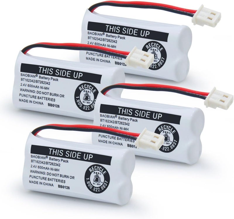 BAOBIAN BT162342 BT262342 Battery Compatible with for BT183342 BT283342 BT166342 BT266342 VTech CS6114 CS6419 CS6719 at&T EL52300 CL80111 Cordless Phone(Pack of 4)(Pack 0f 4) - Image 2