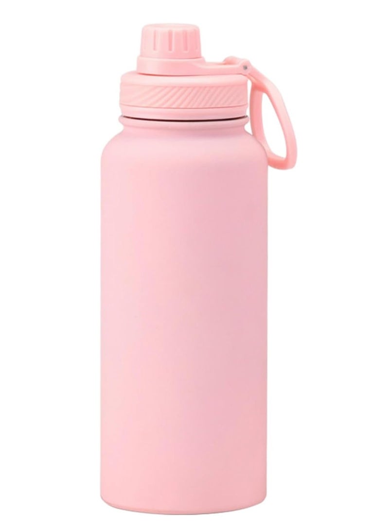 هامزون زجاجة مياه رياضية، زجاجة مياه حرارية معزولة من الفولاذ المقاوم للصدأ مع غطاء من القش، ترمس مزدوج الجدار مانع للتسرب للمشروبات الساخنة والباردة، فوهة واسعة، 500 مل، مثالية للصالة الرياضية والمكتب والمدرسة والتخييم، لون وردي فاقع - Image 1