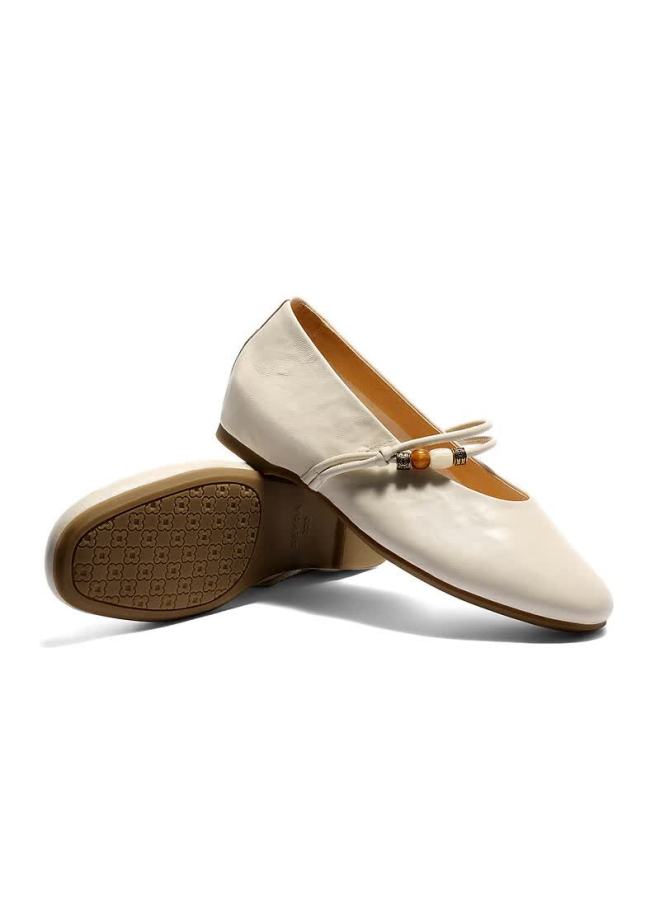 Senda a Mary Jane Women's Spring New Lambskin Textured Flats Xwf01aq6 Off-white Size 34 - Image 3