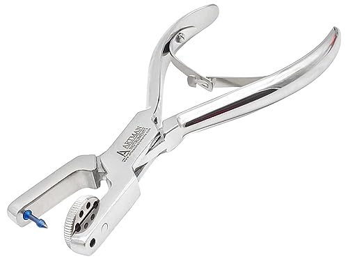 ARTMAN INSTRUMENTS Ainsworth Punch Pliers Titanium Tip for Rubber Dam Sheets, Leather Rotary Hand-Sewing Leather Punch Tool Different-Size Holes 0.8mm, 1.0mm 1.2mm 1.5mm and 2mm Rotary Punch - Image 1