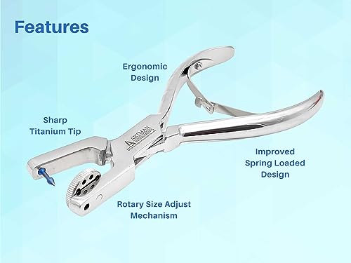 ARTMAN INSTRUMENTS Ainsworth Punch Pliers Titanium Tip for Rubber Dam Sheets, Leather Rotary Hand-Sewing Leather Punch Tool Different-Size Holes 0.8mm, 1.0mm 1.2mm 1.5mm and 2mm Rotary Punch - Image 5