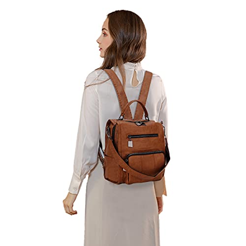 RAVUO Women Backpack Purse, PU Leather Mini Backpack Fashion Shoulder Bag for Ladies Three Ways to Carry (Brown) - Image 2