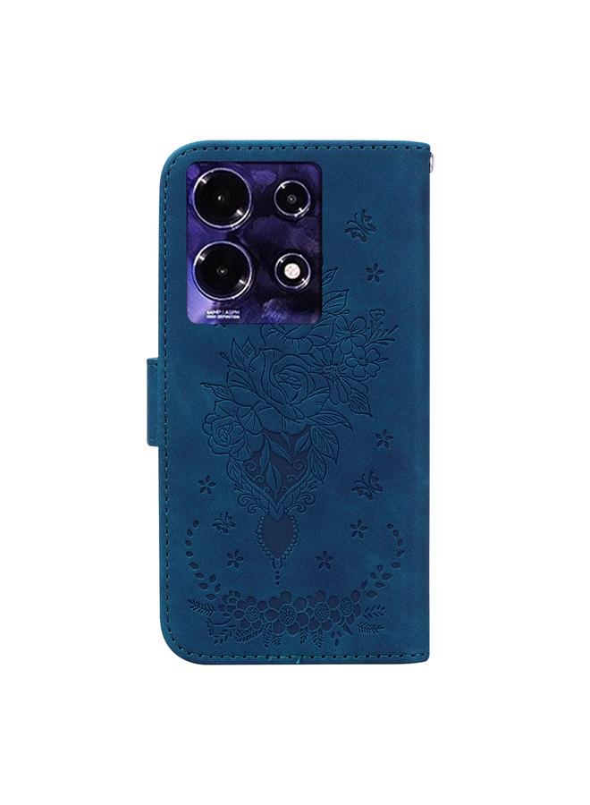 اس-توب جراب لهاتف Infinix Note 30i مصنوع من الجلد المنقوش بنقشة الفراشة الوردية - Image 3