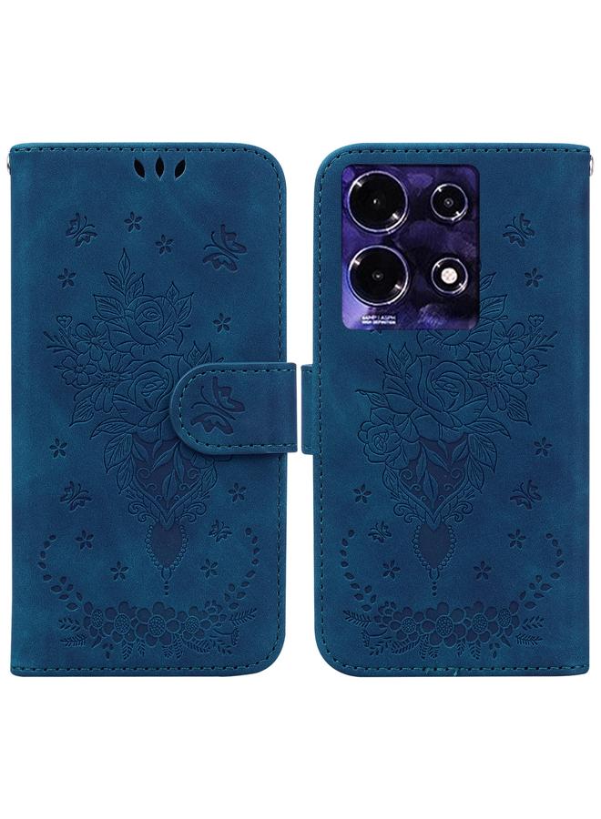 اس-توب جراب لهاتف Infinix Note 30i مصنوع من الجلد المنقوش بنقشة الفراشة الوردية - Image 1