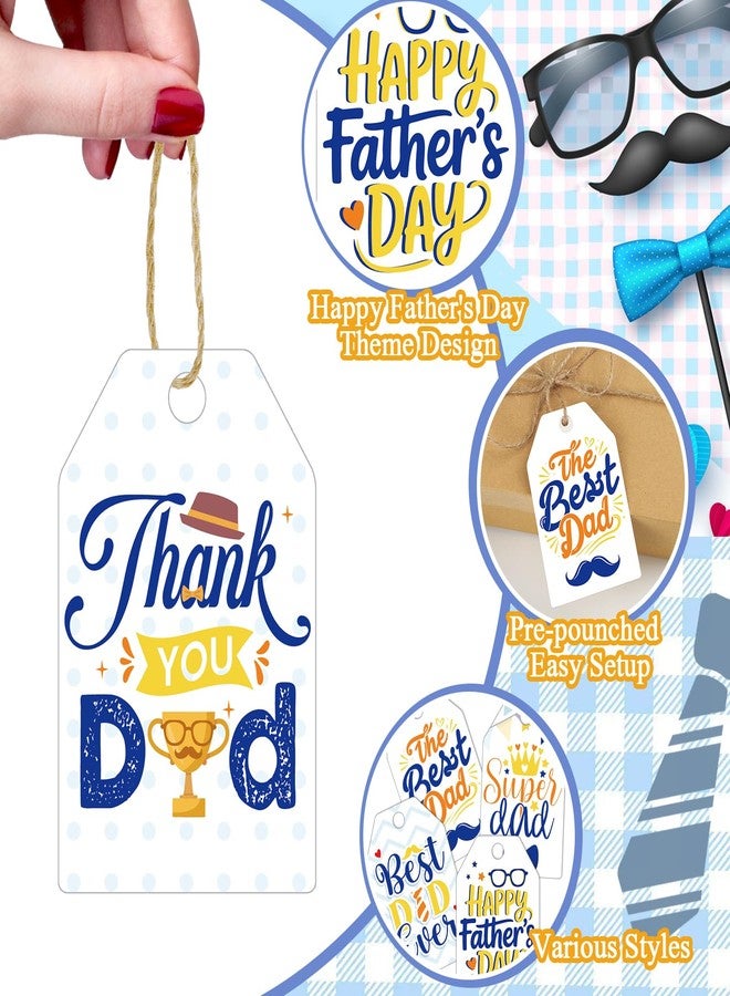 Konsait Father's Day Tags, 60 Pack Kraft Paper Happy Fathers Day Gift Tags with String, Gifts Wrapping Accessories & Labels, DIY Crafts - Image 3