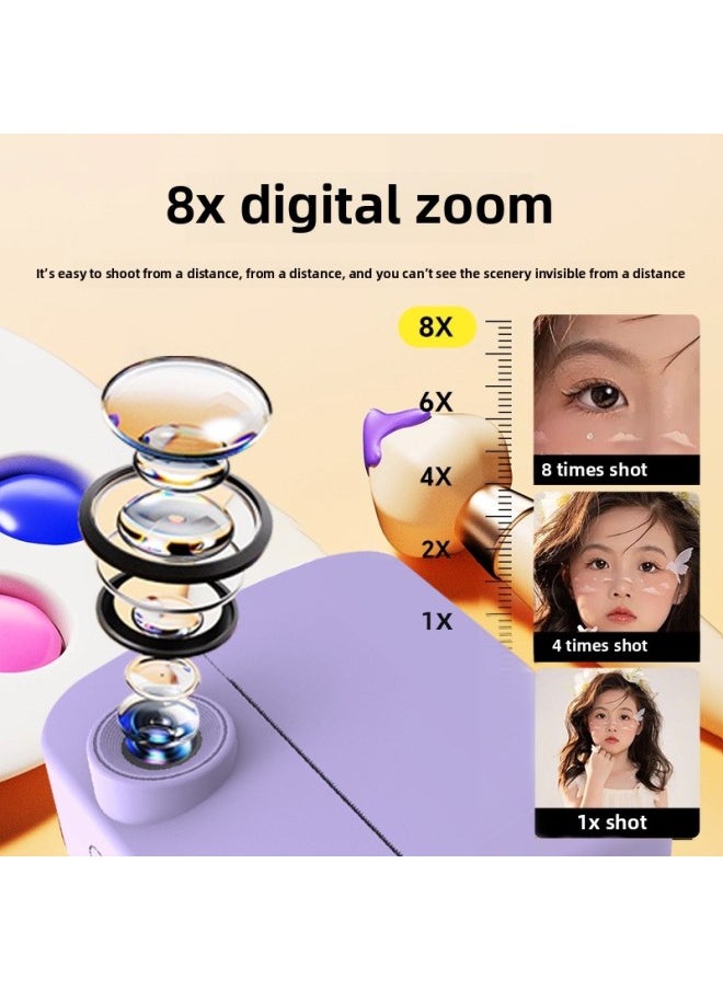 Generic Children's Instant Camera Selfie Print Portable Compact Body ABS Silicone Material Long Battery Life Suitable For Children-Color:Green Dinosaur 2 (No Card Edition) Gift Box  - Image 5