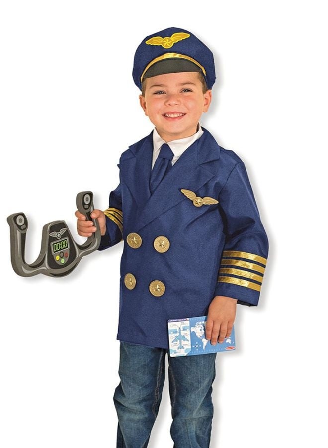 Kids Pilot Uniform Deluxe Costume Role Play Set with Jacket Trousers, Hat and Accessories for 3-8 years - Image 3