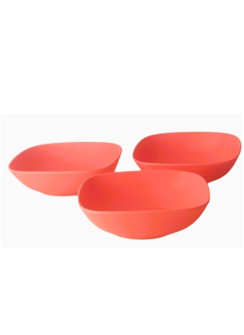 High-quality polyethylene plastic square plate set - Code 1050 - Watermelon color - 3 pieces