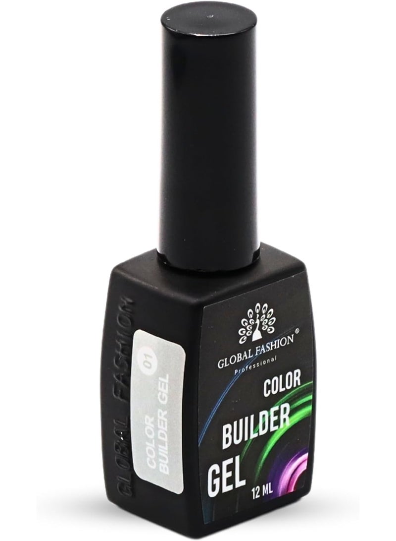GLOBAL FASHION Professional Color Builder Gel 12Ml - Long-Lasting, Chip-Resistant Manicure  (Color 01)  - Image 3