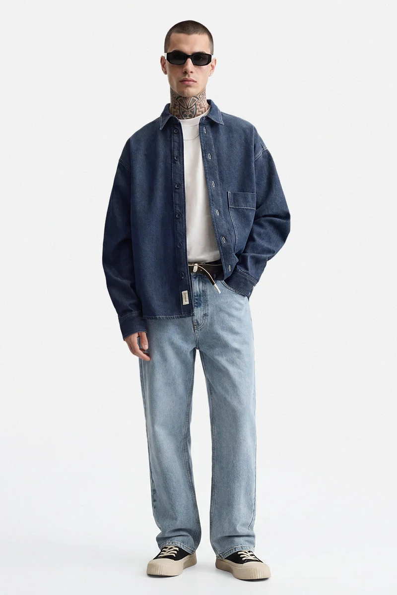 سنيتش Light Blue Solid Straight Fit Casual Jeans