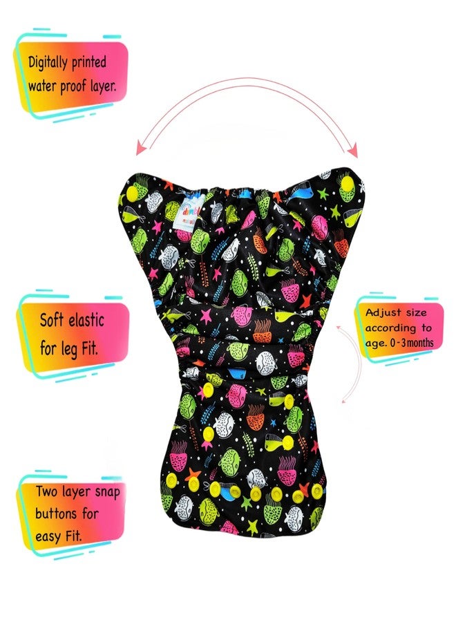 Dumbledo Premium Newborn Cloth Diaper with Integrated Insert (Pack of 3) | Soft & Gentle | Breathable | Adjustable Snaps | Perfect for Indian Summers | 0 - 4 Months | Unisex Baby - Image 5