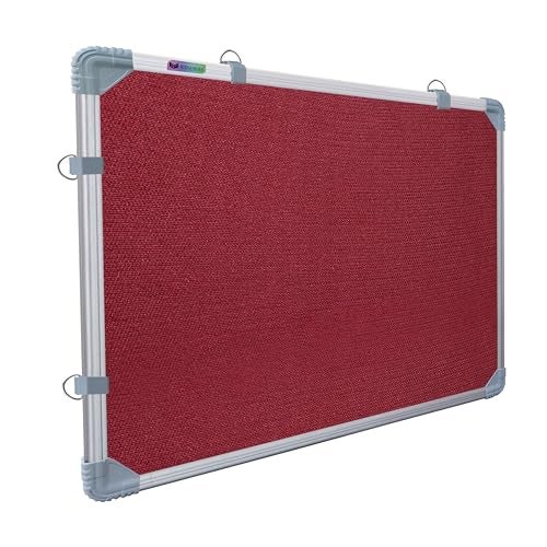 Eduway 2x1.5 Feet Notice Board/Pin Up Board/Bulletin Board/Display Board/Soft Board with High Resilience Foam Fabric for School, Office, Home with (20 Push-Up Pins), (Maroon - 41x59 Cms)' - Image 1
