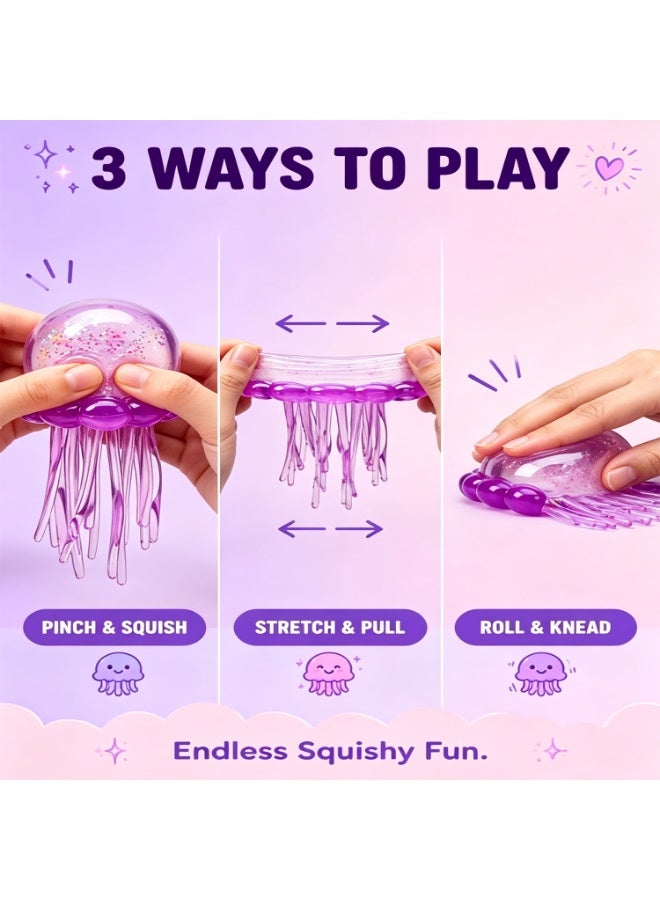 Jelly Squish Blue Jellyfish Fidget Toy - Super Solid Squish Stress Relief Sensory Squeeze Toy for Kids & Adults, Anti-Anxiety ADHD Focus Desk Toy（Purple） - Image 5