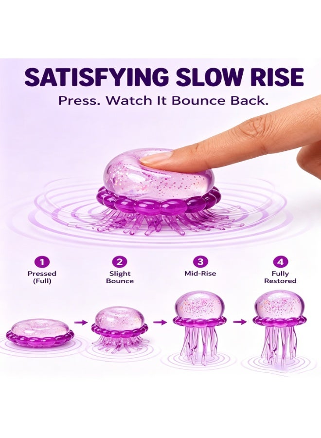 Jelly Squish Blue Jellyfish Fidget Toy - Super Solid Squish Stress Relief Sensory Squeeze Toy for Kids & Adults, Anti-Anxiety ADHD Focus Desk Toy（Purple） - Image 4