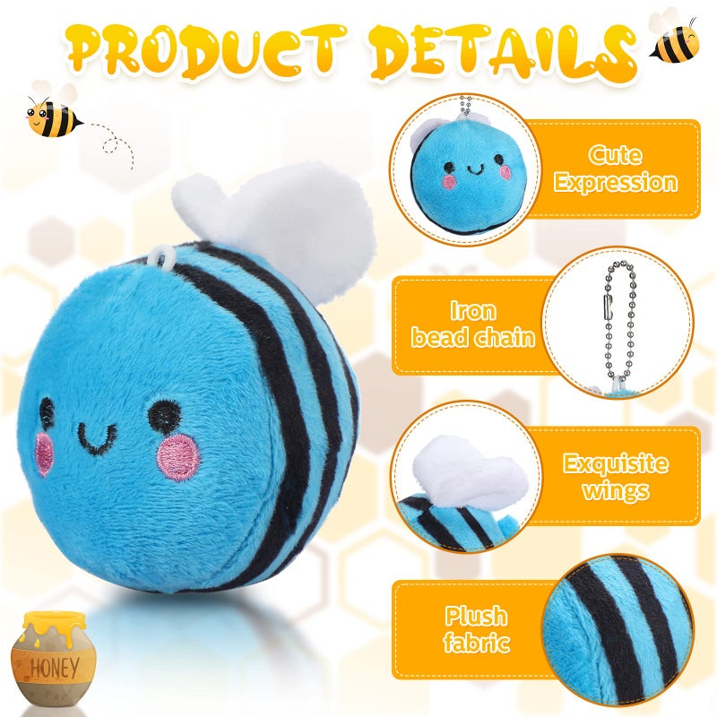 Sratte 8 Pcs 3.15 Inches Stuffed Bees Plush Soft Small Bee Stuffed Animal Honeybee Plush Keychains Cartoon Toys Adorable Doll for Baby Shower Birthday Party Favors (Stylish Style) - Image 4