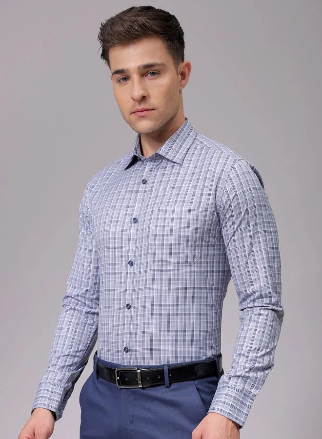 شركة المرآب الهندية Men Slim Fit Checkered Full Sleeves Cutaway Collar Formal Shirt
