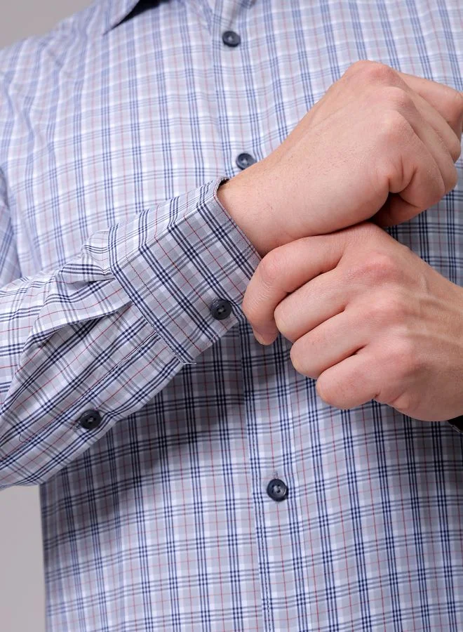 شركة المرآب الهندية Men Slim Fit Checkered Full Sleeves Cutaway Collar Formal Shirt