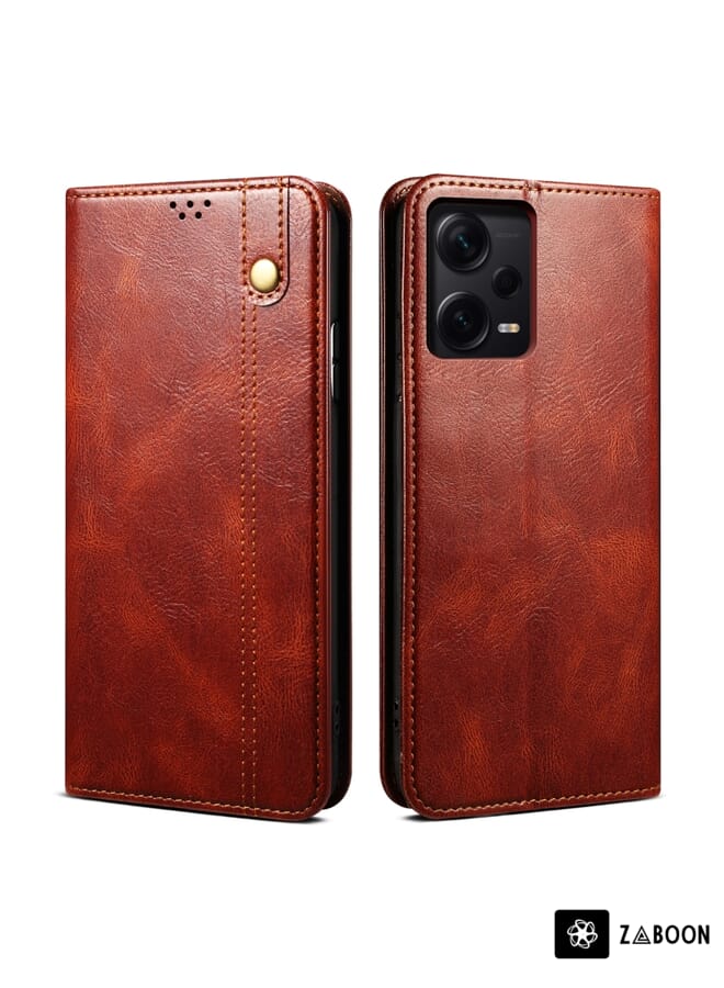 Zaboon Protective Case For Xiaomi Redmi Note 12 Pro+ China Oil Wax Crazy Horse Texture Leather - Image 1
