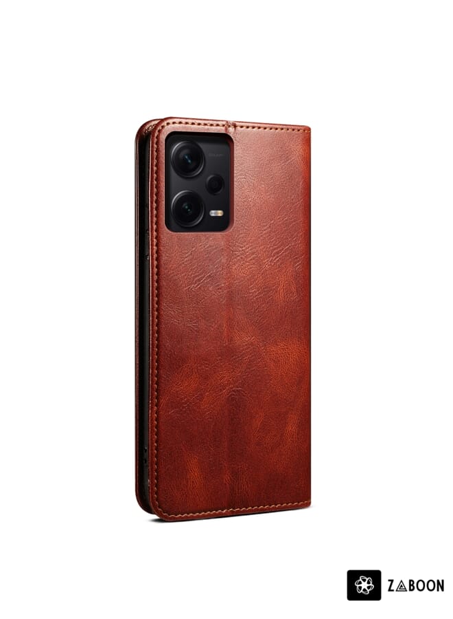 Zaboon Protective Case For Xiaomi Redmi Note 12 Pro+ China Oil Wax Crazy Horse Texture Leather - Image 3