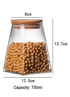1Chase Borosilicate Glass Jar Rectangle with Bamboo Lids 750 ML (Set of 2)  - Image 2