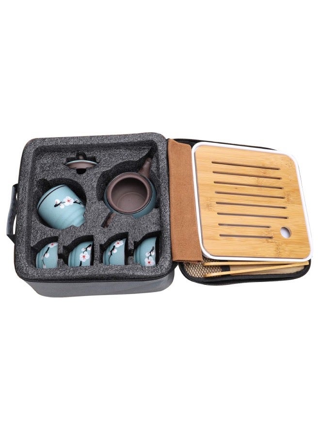 Lesha Portable Kungfu Tea Set, Zisha Kung Fu Cherry Blossom Tea Set for Adults, Teapot, 4 Tea Cups, 1 Tea Box and Travel Bag - Image 2