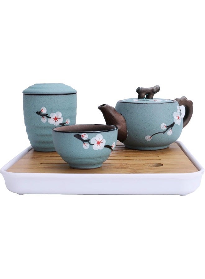 Lesha Portable Kungfu Tea Set, Zisha Kung Fu Cherry Blossom Tea Set for Adults, Teapot, 4 Tea Cups, 1 Tea Box and Travel Bag - Image 3