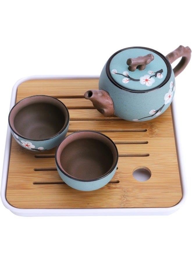 Lesha Portable Kungfu Tea Set, Zisha Kung Fu Cherry Blossom Tea Set for Adults, Teapot, 4 Tea Cups, 1 Tea Box and Travel Bag - Image 5