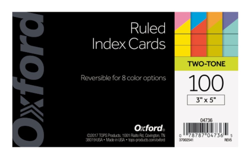 Oxford Extreme Index Cards, 3 x 5 Inches, Assorted Colors, 100 per pack (04736) - Image 2