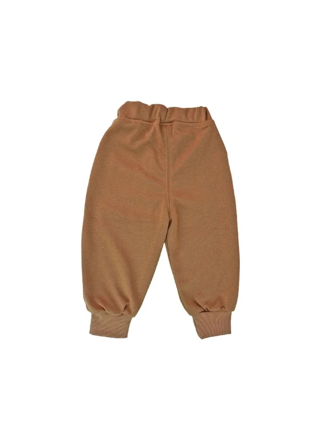 LITTLE SURPRISE BOX Brown 3D Monkey Face 2Pcs Track Suit Set For Winter And All Season Wear