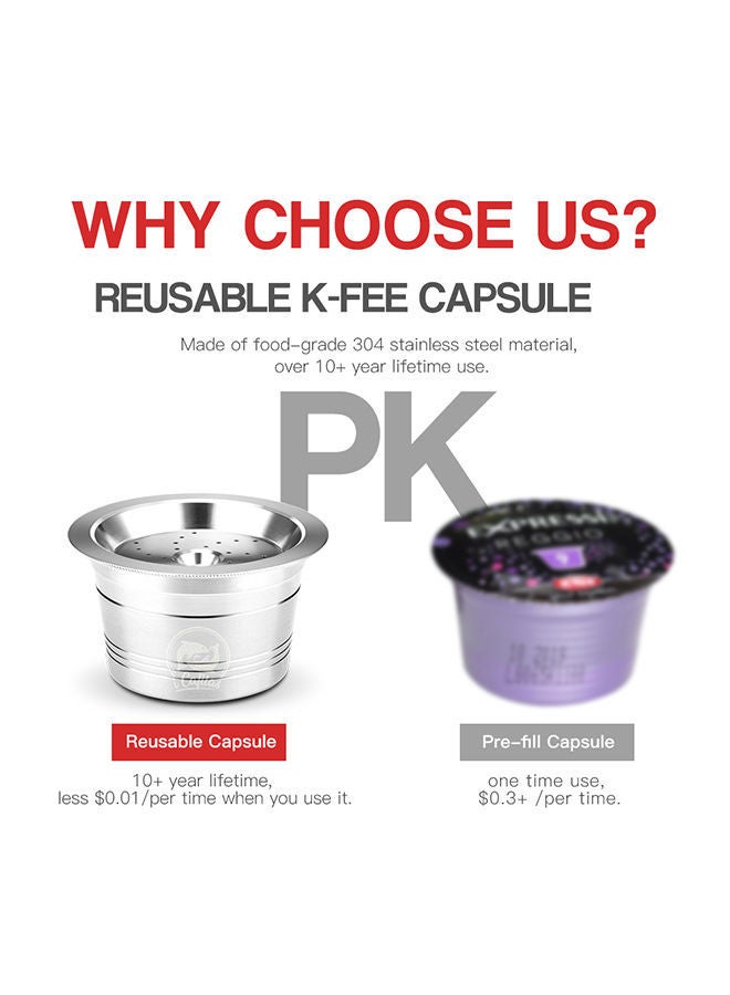 نيبمينينت وعاء لكبسولات القهوة قابل لإعادة التعبئة مع ملعقة فضي 65جرام - Image 3