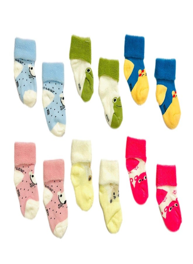 Freshfoot Unisex Cotton Cute And Colourful New Born Baby Modern Socks Set 0 To 6 Months, (Size 0-6 Months)(Pack Of 6) (Light Sade), Multicolor - Image 1