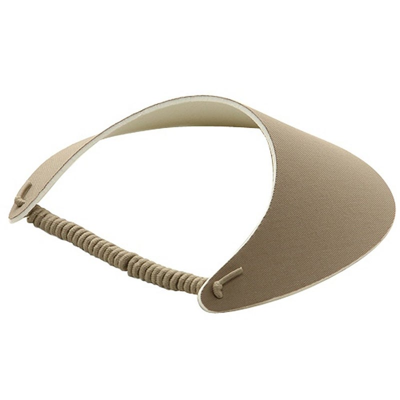 Mega Cap MG Women's Cotton Solid String Sun Visor Hat Khaki - Image 2