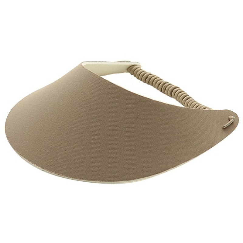 Mega Cap MG Women's Cotton Solid String Sun Visor Hat Khaki - Image 1