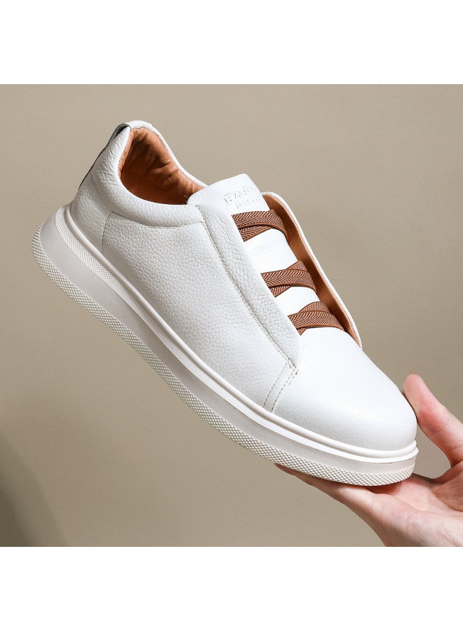 Fapai Genuine Leather High-end Casual Leather Shoes, Lightweight And Versatile Sneakers, Slip-on British Retro Men's Casual Shoes, Plimsolls - Image 3