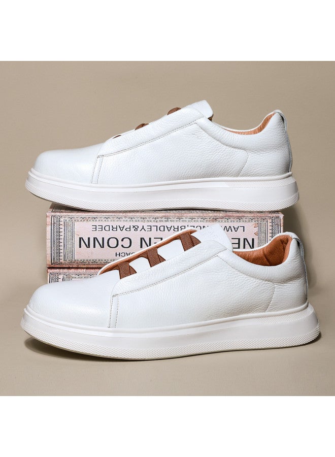 Fapai Genuine Leather High-end Casual Leather Shoes, Lightweight And Versatile Sneakers, Slip-on British Retro Men's Casual Shoes, Plimsolls - Image 2