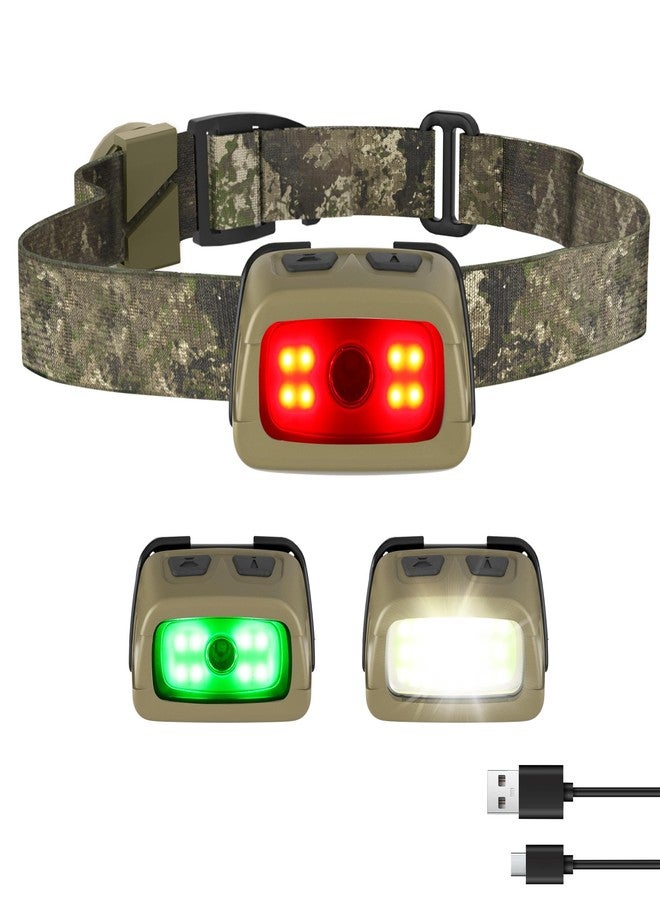 EverBrite Rechargeable Headlamp 350 Lumens, Red Green White Light & Tail Light, 7 Modes with Memory Function, Stepless Dimming, 30° Adjustable Head Lamp for Trail Running, Camping, Hunting - Image 1