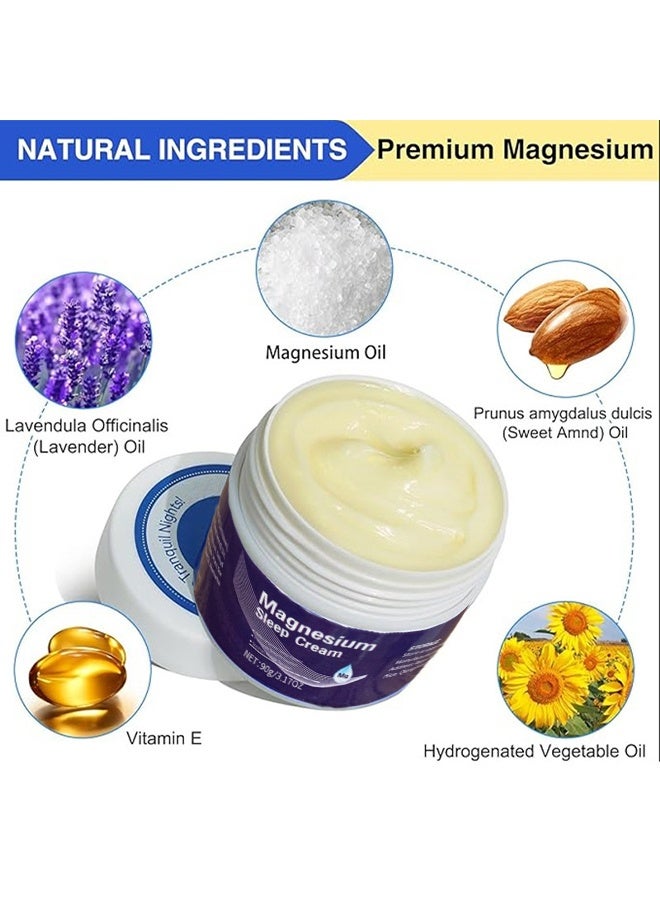 SAUVASINE Magnesium Sleep Cream，High Concentration Magnesium Oil, Sleep Cream Azonee Natural Topical Magnesium Chloride Lotion & Cream, Quick Absorption, 100% Natural Ingredients 90g - Image 3