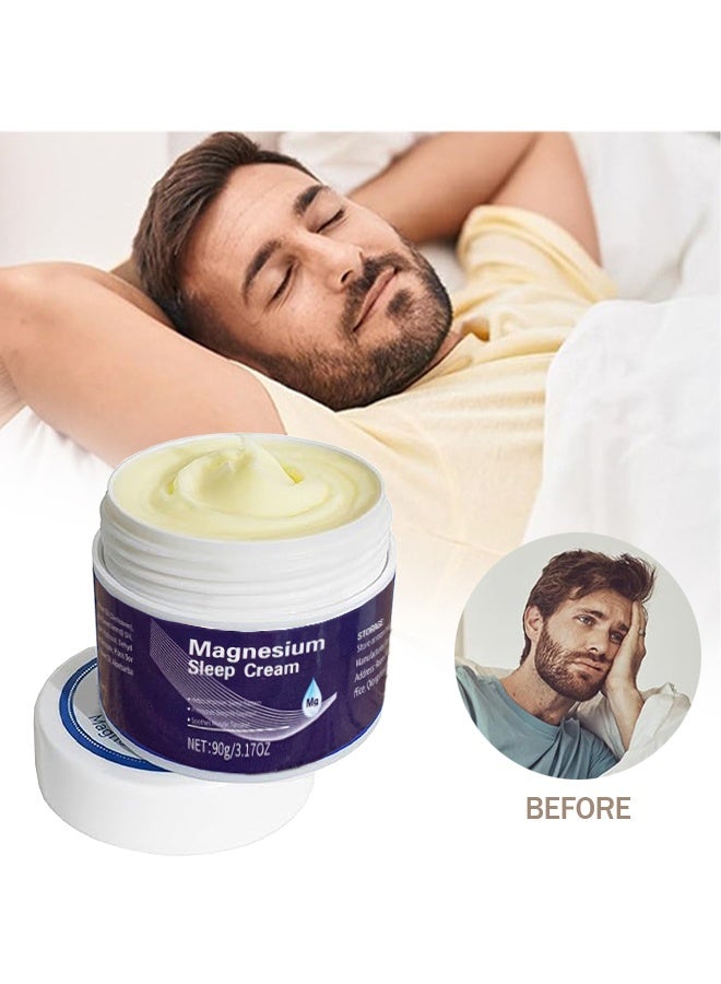 SAUVASINE Magnesium Sleep Cream，High Concentration Magnesium Oil, Sleep Cream Azonee Natural Topical Magnesium Chloride Lotion & Cream, Quick Absorption, 100% Natural Ingredients 90g - Image 1