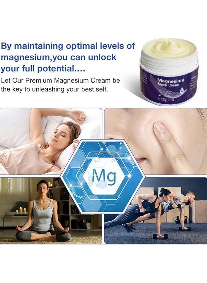 SAUVASINE Magnesium Sleep Cream，High Concentration Magnesium Oil, Sleep Cream Azonee Natural Topical Magnesium Chloride Lotion & Cream, Quick Absorption, 100% Natural Ingredients 90g - Image 4