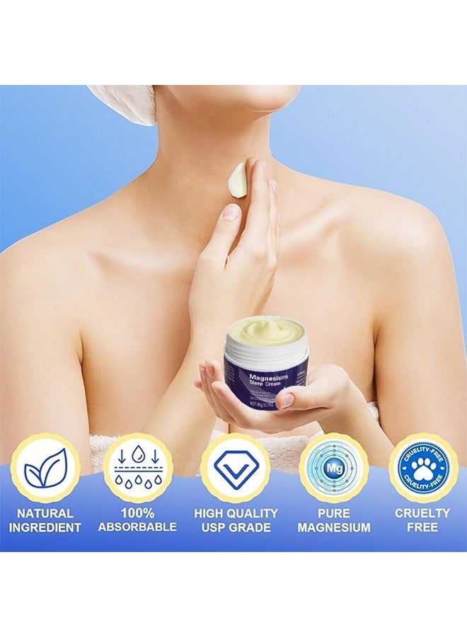 SAUVASINE Magnesium Sleep Cream，High Concentration Magnesium Oil, Sleep Cream Azonee Natural Topical Magnesium Chloride Lotion & Cream, Quick Absorption, 100% Natural Ingredients 90g - Image 5