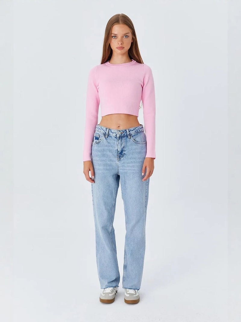 Mixray Long Sleeve Basic Crop Knit Top - Image 5