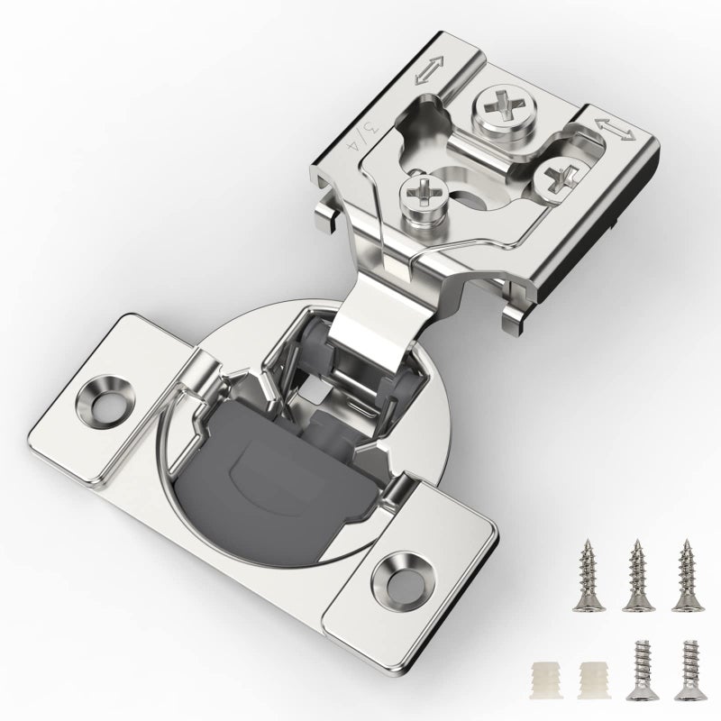 Furniware 2 Pieces Soft Closing Cabinet Hinges 34 Overlay Cabinet Hardware Hinges Nickel Plated 105 Degree