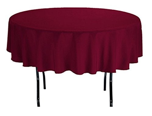 TEKTRUM 70 INCH ROUND POLYESTER TABLECLOTH - THICK/HEAVY DUTY/DURABLE FABRIC - BURGUNDY COLOR - Image 4