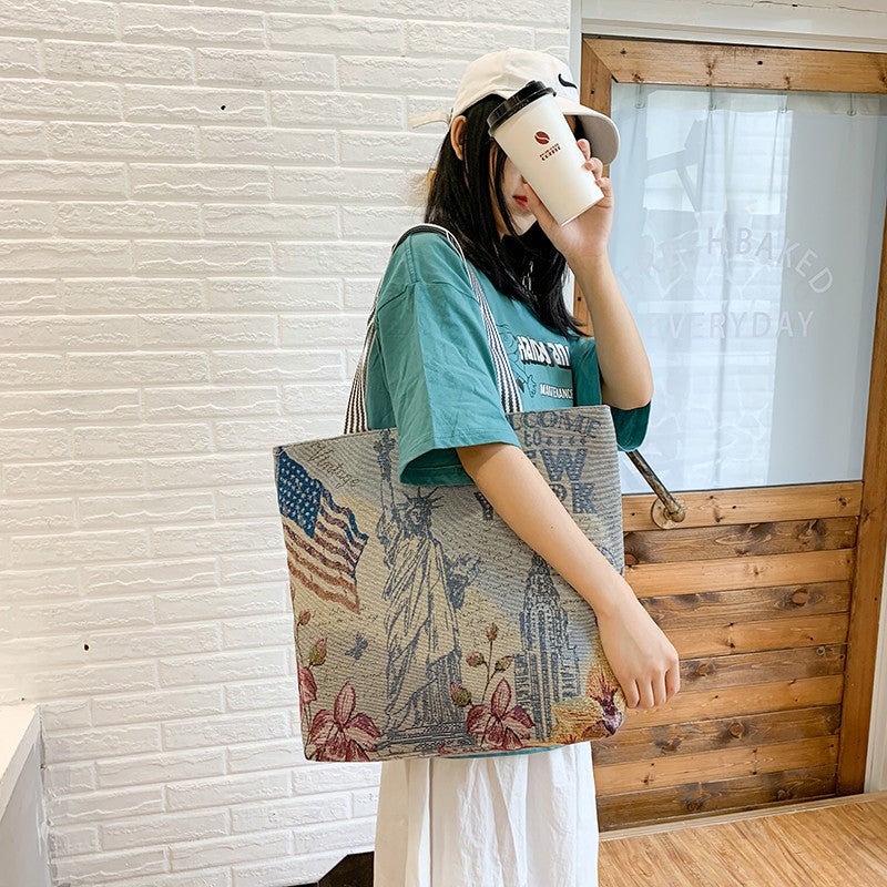 New Korean Export Shoulder Bag, Fashionable Women'S Bag, Canvas Bag, Cute Shopping Bag, Supply, Large Bag, Ethnic Style - Image 5