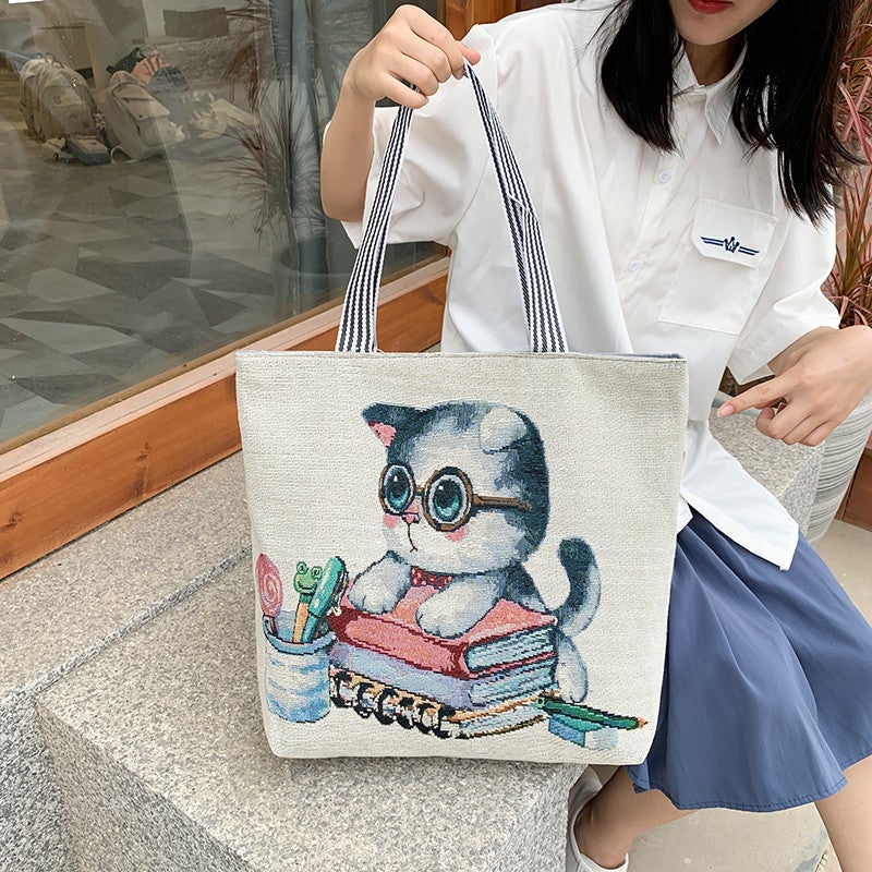 New Korean Export Shoulder Bag, Fashionable Women'S Bag, Canvas Bag, Cute Shopping Bag, Supply, Large Bag, Ethnic Style - Image 3