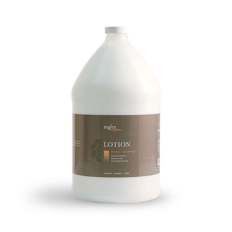 Zogics Organics Body Lotion  Hydrating Body Lotion for Women and Men Moisturizing Formula Made with Essential Oils Great for Refillable Lotion Honey Coconut Scent 1 Gallon