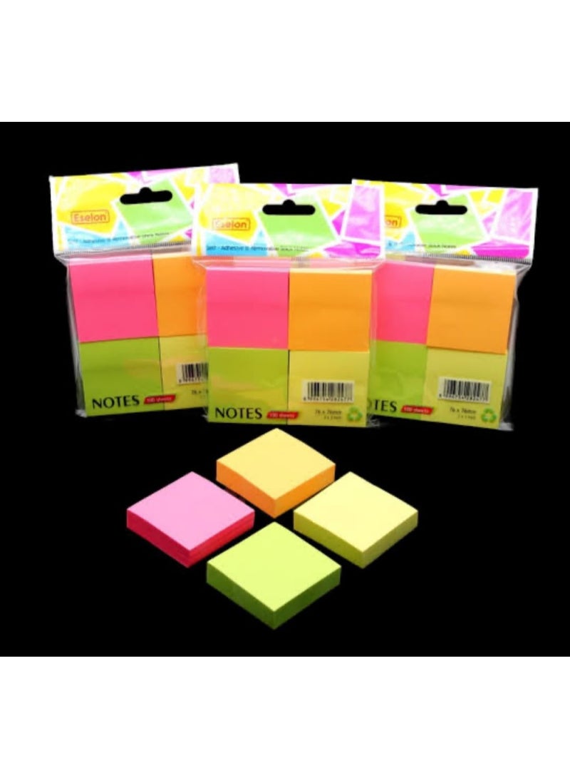 Standard plain sticky notes (colored paper). Size: 3x3 inches. Pack contains 4 pads (100 sheets per pad). Ideal for school, parties, the office, and home; a great gift for teachers and students for the academic year. - Image 2