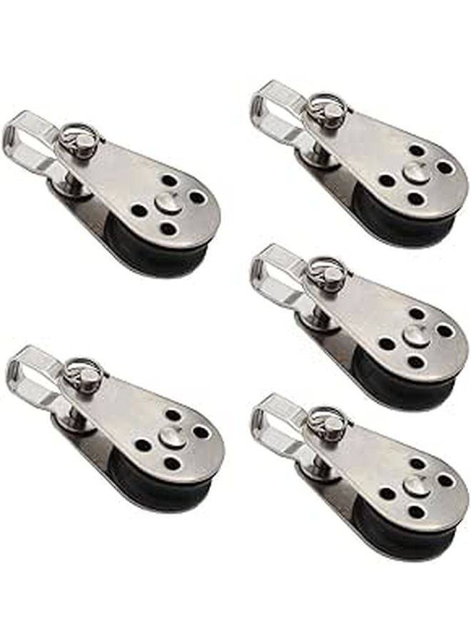 5Pcs Stainless Steel Pulley Block For Hanging Wire Towing And Lifting Rope - Image 1