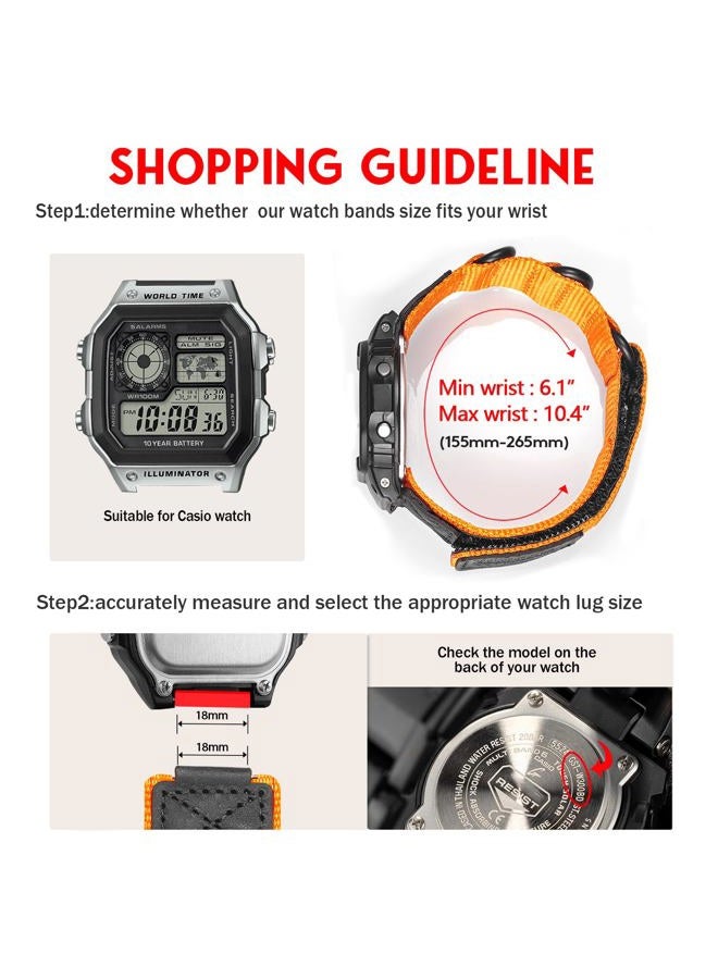 HEMSUT 18mm Tactical Nylon Strap for Casio Watches | Quick Release Military Style Shock-Resistant Band | Compatible with AE-1200, DW-H5600, F-91W, A168W & More - Image 4